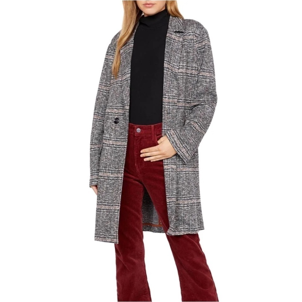 Sanctuary Carlyle Plaid Coat Abstract Plaid Soft Oversized Career Jacket Medium